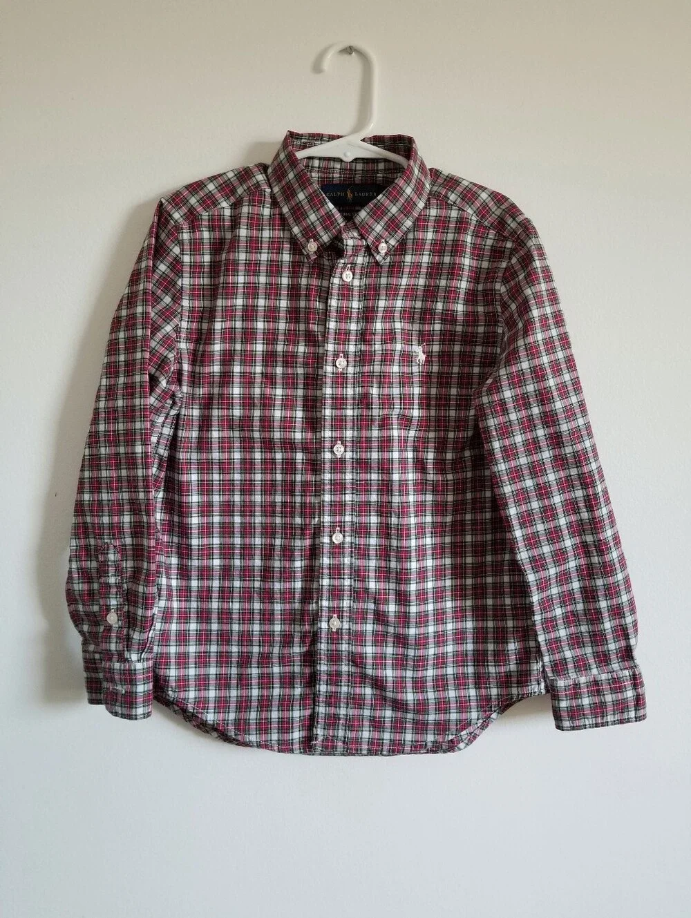Ralph Lauren Red, Green & White Plaid Button-Down Shirt